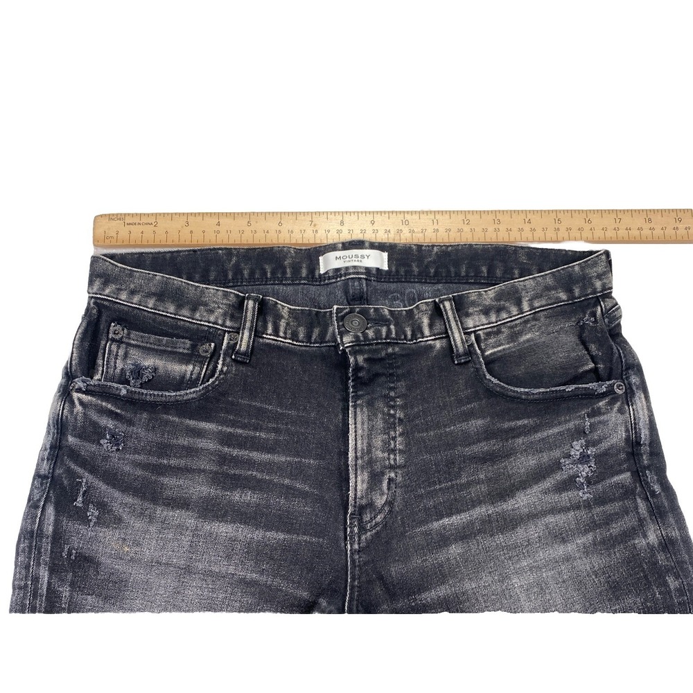 Moussy Vintage Women's Size 30 Howa Black Tapered Jeans Distressed Stretch - Picture 4 of 5